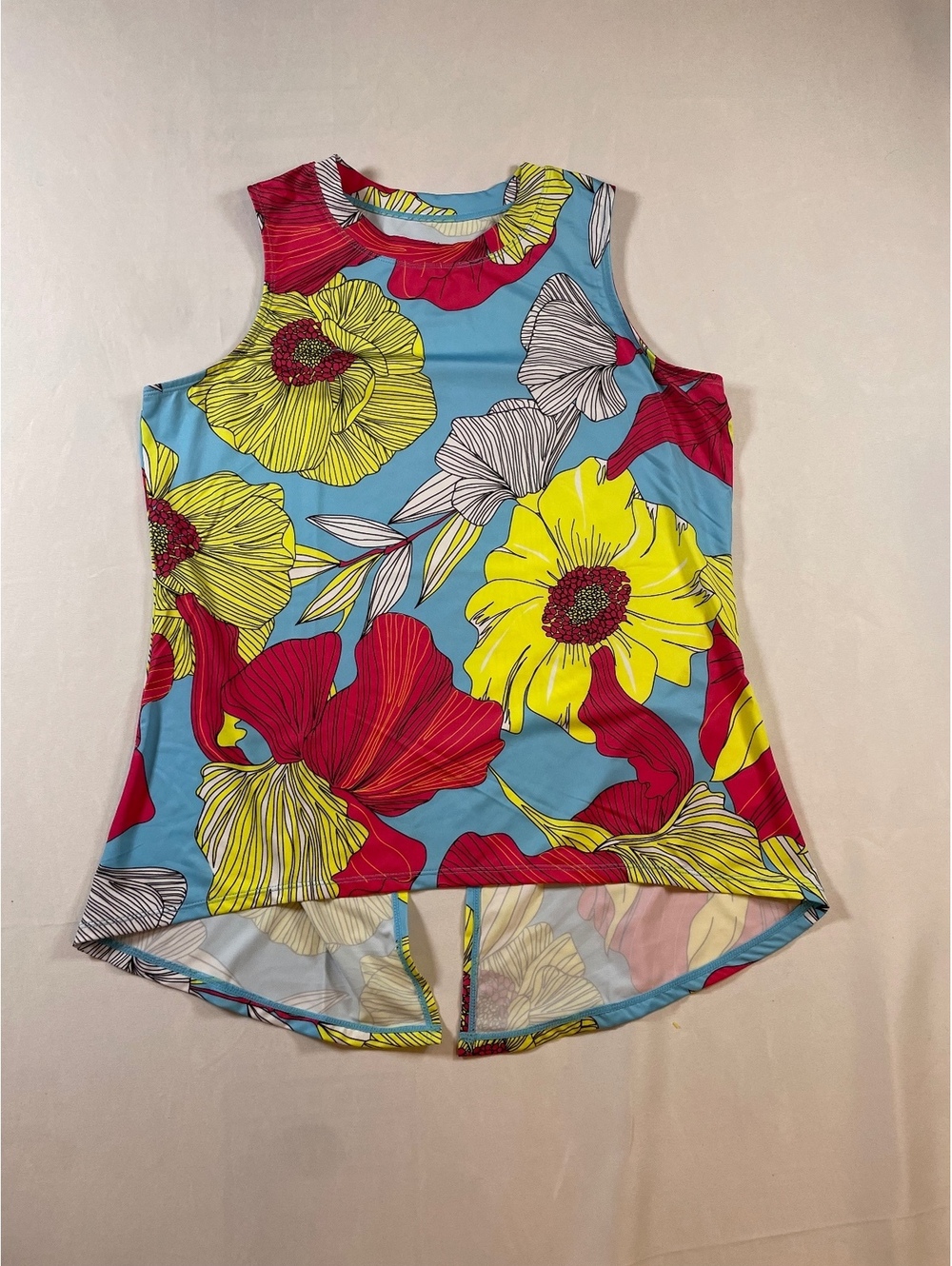 Tail Activewear Floral Sleeveless Tennis Golf Tank Top Size L Large Split Back
